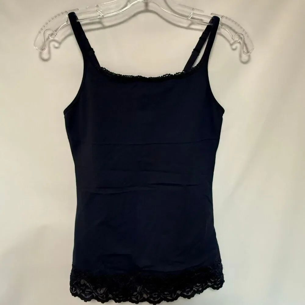 C 48 Maidenform lace trim navy tank compression top size medium